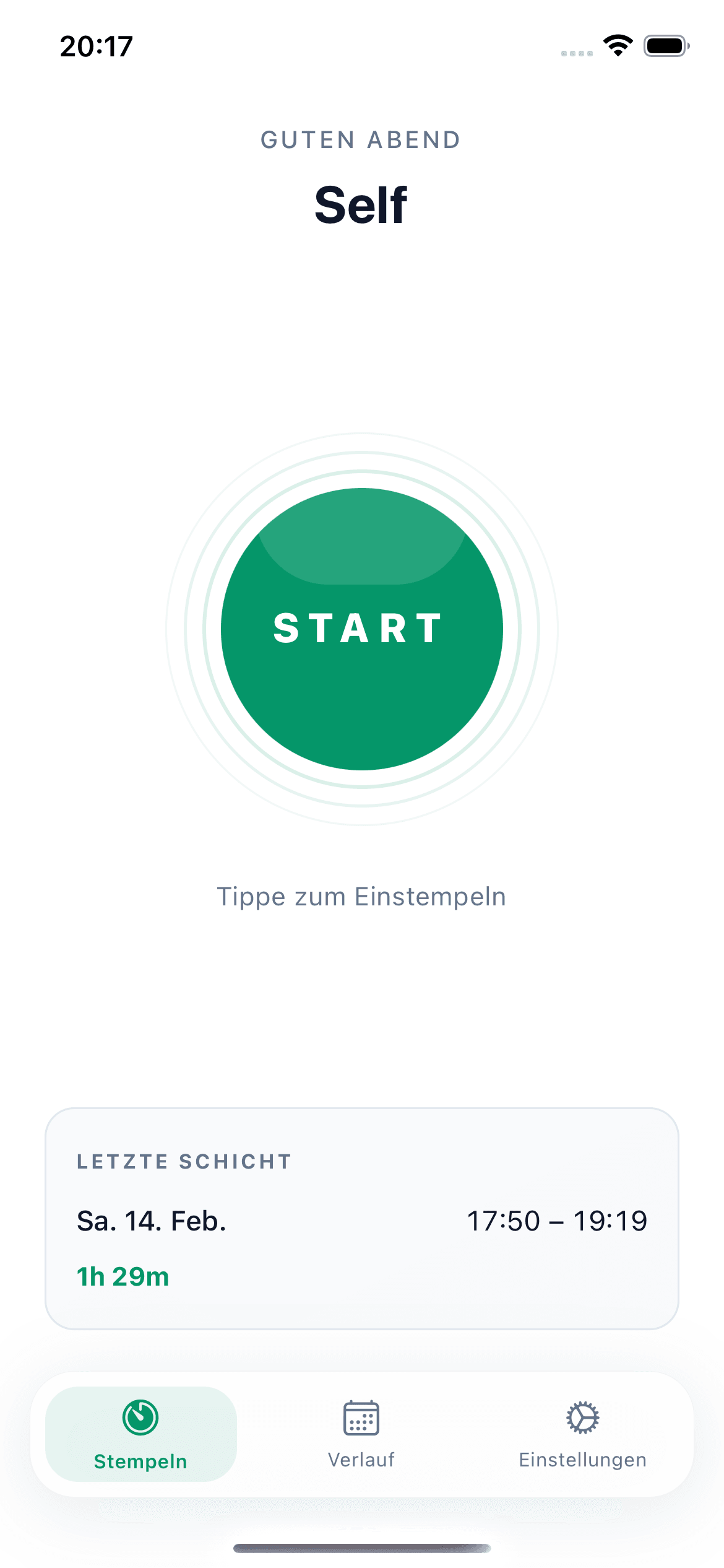 ZeitOK App — Mitarbeiter stempeln per Smartphone